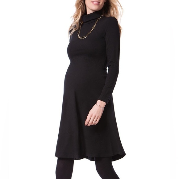 New Seraphine Vanessa Turtleneck Long Sleeve Maternity Dress Black Sz 10 - Picture 3 of 16
